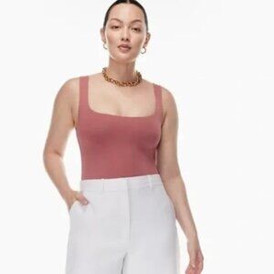 NWOT Aritzia Babaton Square neck Bodysuit in pink XL